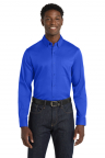 Men's Royal Blue Long Sleeve SuperPro React Twill Shirt with Embroidered Logo
